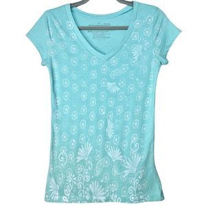 Vintage Y2K Aeropostale Blue Floral Graphic T-Shirt GUC Womens Size M